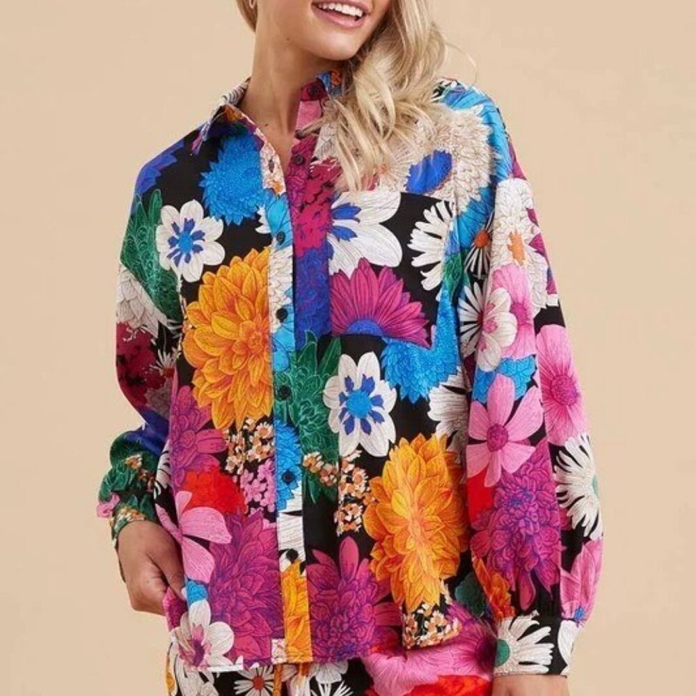 Making A Statement Vibrant Floral Print Blouse